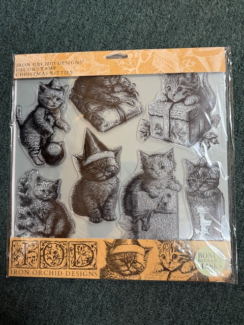 IOD STAMP CHRISTMAS KITTIES