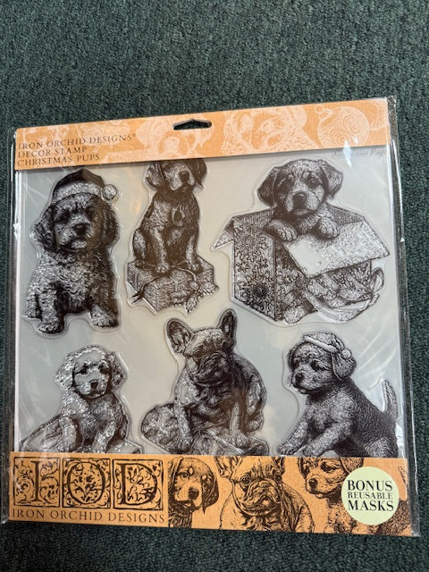 IOD STAMP CHRISTMAS PUPPIES